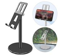 Tbest Universal Mobile Phone Holder Stand Adjustable Height Angle Desktop Bracket with Non Slip Base for Office Desk 5 Colors Aluminum Alloy 11.5x21.~32cm (Black)