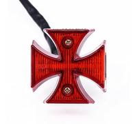 Tbest Universal Motorcycle LED Tail Light Brake Running Light License Plate Lamp with Maltese Cross Design for Dirt Bike Chopper Quad (red)