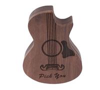 Tbest Versatile Storage Solution Guitar Pick Box Holder, Stylish & Unique Premium Walnut Wood Box for Musicians, Spacious & Protective Design with Three Slots for Guitar, Ukulele, Bass