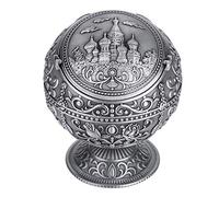 Tbest Vintage Metal Ashtray Round Stamped Pattern Elegant Handcrafted Decor for Home, Office & Gifts Electroplated Design (tin castle)