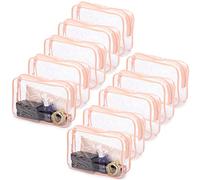 Tbestmax 10 Pack Clear Cosmetic Bags Makeup Bags Portable Waterproof TSA Approved Travel Toiletry Bags Organizer, Peach Pink, Middle, Travel