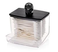 Tbestmax 10oz Qtip Holder Dispenser Big Clear Bathroom Organizer Accessories Decor for Storage-Qtips Cotton Ball Holder, Cotton Swabs, Floss Container - Black Lid