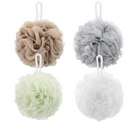 Tbestmax 4 Pack Mesh Pouf Bath Sponge - Mesh Loofah Body Exfoliating Shower Ball Shower Sponge