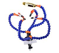 TBGCXJSV 4-Inch 4-Jaw Self-Centering Chuck Set Bench Vise Table Clamp Soldering Station with 5Pc Flexible Arms Soldering Iron Holder PCB Welding Repair Third Hand Tool with 1-Inch x 8TPI Thread