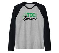 TBI Survivor TBI Warrior Traumatic Brain Injury Awareness Raglan Baseball Tee