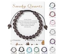 TBIBINWP Crystal Bracelet, 8mm ADJUSTABLE Stretch Natural Bead Bracelet, Birthday Valentines Mother's Father's Day Jewellery Gifts for Women Men Girl Boy