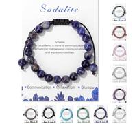 TBIBINWP Crystal Bracelet, 8mm ADJUSTABLE Stretch Natural Bead Bracelet, Birthday Valentines Mother's Father's Day Jewellery Gifts for Women Men Girl Boy