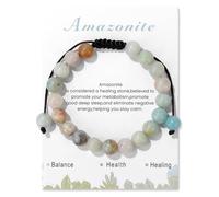 TBIBINWP Crystal Bracelet, 8mm ADJUSTABLE Stretch Natural Bead Bracelet, Birthday Valentines Mother's Father's Day Jewellery Gifts for Women Men Girl Boy