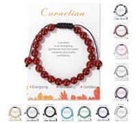 TBIBINWP Crystal Bracelet, 8mm ADJUSTABLE Stretch Natural Bead Bracelet, Birthday Valentines Mother's Father's Day Jewellery Gifts for Women Men Girl Boy