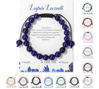 TBIBINWP Crystal Bracelet, 8mm ADJUSTABLE Stretch Natural Bead Bracelet, Birthday Valentines Mother's Father's Day Jewellery Gifts for Women Men Girl Boy