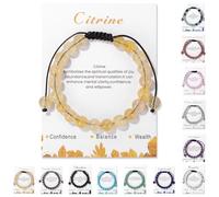 TBIBINWP Crystal Bracelet, 8mm ADJUSTABLE Stretch Natural Bead Bracelet, Birthday Valentines Mother's Father's Day Jewellery Gifts for Women Men Girl Boy