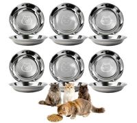 Tbintul 6 Pieces Stainless Steel Cat Bowls, Metal Cat Bowl, Food-Proof, Dishwasher Safe, Suitable for Cats, Small Animals with Short Nose (16CM)