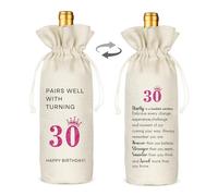 TBITON 30th Birthday Gifts for Woman's, Funny30 Year Old Birthday Gifts Wine Bag Party Decor, Birthday Wine Bags for Mom Wife Friend Sister Her Coworker (Pink-30th)