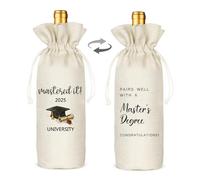 TBITON Master's Degree Graduation Gift Wine Bag, Graduation Gift, College Graduation Party, Pairs Well with A Master's Degree (Beige-Master's Degree)