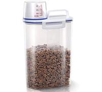 TBMax 2L/5L Pet Food Storage Container for Dogs/Cats - Portable Dog Food Container for Dry Food, Small BPA-free Plastic Cat Food Storage Container with Lid and Measuring Cup, Pour Spout(2Liter)