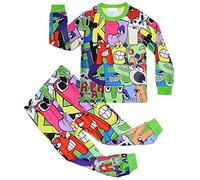 TBNRFrags Boys' Alphabet Lore Pajama Set Col Soft Homewear Graphic Sleep-Wear Kids Long-Sleeved Top and Pants Green 7-8 Years