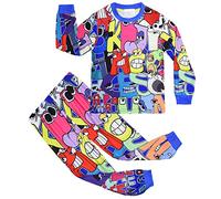 TBNRFrags Boys' Alphabet Lore Pajama Set Cool Soft Homewear Graphic Sleep-Wear Kids Long-Sleeved Top and Pants Blue 7-8 Years