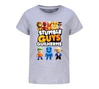 TBNRFrags Boys Cotton T-Shirt Casual Stumble Guys Design Short Sleeves Summer Top Tee for Kids (UK, Age, 5 Years, 6 Years, Regular, Grey)