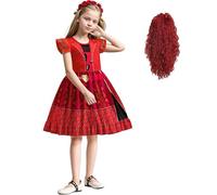 TBNRFrags Girls Descendants 4 Costume Dress With Wig Rise of Red Kids Fancy Dress Princess Halloween Cosplay Dress Up Outfit (Red, 11-12 Years)