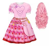 TBNRFrags Girls Descendants 4 Costume Dress With Wig Rise of Red Kids Fancy Dress Princess Halloween Cosplay Dress Up Outfit (Pink, 11-12 Years)