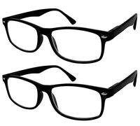 TBOC Reading Glasses Eyeglasses Eyewear - (Pack 2 Units) Black Frame +3.50 Optical Power for Presbyopia Eye Strain Vision Plain Lenses Men Women Unisex Design Light Spectacles See Glasses