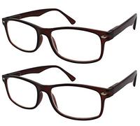 TBOC Reading Glasses Eyeglasses Eyewear - (Pack 2 Units) Brown Frame +3.50 Optical Power for Presbyopia Eye Strain Vision Plain Lenses Men Women Unisex Design Light Spectacles See Glasses