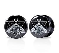 TBOSEN 1 Pair Acrylic and Epoxy Insect Skull Sheep Head Triangle Punk Element Screw Drilling Tunnel Plug Expander Piercing Fashion Gift 2g-1-3/16 Inch in 6mm-30mm