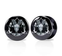 TBOSEN 1 Pair Acrylic and Epoxy Insect Skull Sheep Head Triangle Punk Element Screw Drilling Tunnel Plug Expander Piercing Fashion Gift 2g-1-3/16 Inch in 6mm-30mm