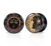 TBOSEN 1 Pair Acrylic Sun Moon Pentagram Punk Element Screw Ears Tunnel Plug Expander Piercing Fashionable Gift