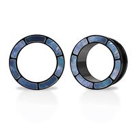 TBOSEN 1 Pair of Stainless Steel Inlaid with Turquoise and Fritillarite Screw Ears Tunnel Plug Gauges Expander Piercing Fashionable Gift 0g-1Inch in 8mm-25mm
