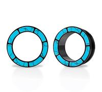 TBOSEN 1 Pair of Stainless Steel Inlaid with Turquoise and Fritillarite Screw Ears Tunnel Plug Gauges Expander Piercing Fashionable Gift 0g-1Inch in 8mm-25mm