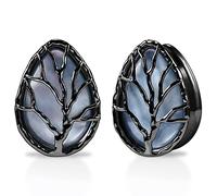 TBOSEN 1 Pair of Stainless Steel Water Drops Tree of Life and Spider Trumpet Tunnel Plug Gauges Expander Piercing Fashionable Gift 0g-1Inch in 8mm-25mm