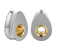 TBOSEN 1 Pair Stainless Steel Gold Hollow Teardrop Style Trumpet Tunnel Stud Gauges Expander Piercing Fashion Gift 0g-1 Inch in 8mm-25mm