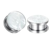 TBOSEN 1 Pair Stainless Steel Inlaid White Natural Stone Simple Style Screw Drilling Tunnel Gauges Expander Piercing Fashion Gift 2g-1 Inch in 6 mm - 25 mm