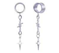 TBOSEN 1 Pair Stainless Steel Knots Cross Star Ear Piercing Conical Piercing for Women Men, 2g(6mm), Metal, Without Gemstone