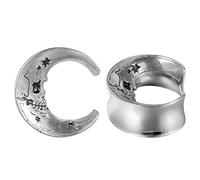 TBOSEN 1 Pair Stainless Steel Skull Moon Vintage Style Screw Drilling Tunnel Gauges Expander Piercing Fashion Gift 00 g - 1 Inch in 10 mm - 25 mm