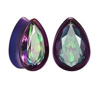 TBOSEN 1 Pair Stainless Steel Teardrop Zircon Design Trumpet Tunnel Stud Gauges Expander Piercing Fashion Gift 0g-1 Inch in 8 mm - 25 mm
