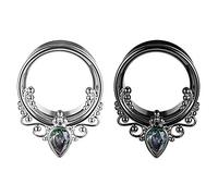 TBOSEN 1Pairs Zircon Ear Plugs Tunnels Expander Stainless Steel Ear Gauges Expander Stretcher Piercing Ear Gauges 0g-1" in 8mm-25mm