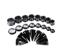 TBOSEN 35 Pcs Set Ear Stretching Kit Acrylic Tapers and Tunnels for Ears 2 In 1 Plugs Set Eyelet 7/16-13/16