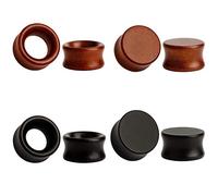 TBOSEN 8PCS Large Double Flared Brown Black Organic Wood Saddle Plugs Flesh Tunnels Stretching Punk Piercings Expanders Ear Gauges Set