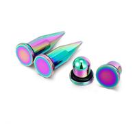 TBOSEN Stainless Steel Tapers and Flat Top Plugs Set Body Piercing Stretching Kit Single Size Ear Expander 14G-00G