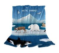 TBOUOBT Plush Blanket, Nap Blanket, Warm Cozy Soft, Microfiber Blankets, Arctic Animals Polar Bear Bear Bear Penguin Seal
