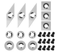 TBPA 24 Pieces Tungsten Carbide Cutters Inserts Set for Wood Lathe Turning Tools Included 11mm Square with Radius,12mm and 8.9mm Round, 30x10mm Sharp Point Diamond,12 Pieces screws