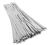 Tbrand 100 PCS Metal Zip Ties,11.8 Inch Stainless Steel Cable Ties,Multi-purpose Heavy Duty Self-locking Straps for Outdoor Exhaust Wrapping,Fence and Canopy,Silver