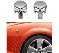 Tbrand 2-Pack Punisher Skull Logo Emblem Badge 3D Metal Decals Stickers Decoration Cars,Trucks,Motorcycle,Vehicle (Silver)