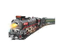 TBRICKFUNR Electric RC Christmas Steam Locomotive Train Set Model with Carriage and Long Track, Railway Train Model with Steam, Sound and Lights Effects, Collectible Display Decor & Gift for Adults