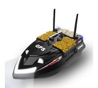 TBRICKFUNR Fishing Bait Boat, V802PRO High Efficiency RC Boats Speedboat with 4 Bait Hoppers, 3KG Large Capacity, GPS Positioning, 160 Baiting Points, 500M Remote, Dual Battery, LED Fishing Lights