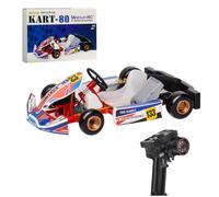 TBRICKFUNR RC Kart for Adults, Kart-80 1/32 Scale 2.4G Mini RC Kart Assembly Model with Remote Control and Three Battery, Foam Wheel Controller, No-Solder Assembly Kit, Perfect for Gift