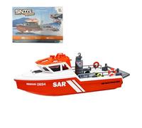 TBRICKFUNR RC Rescue Boat for Adults, 1/32 Scale 2.4G 8KM/H Waterproof Remote Control Karting Boat with Powerful Propeller and Low Battery Reminder for Pools, Rivers & Lakes (RTR Version)