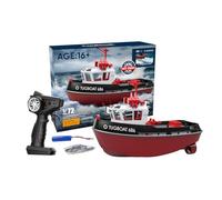 TBRICKFUNR Remote Control Boat, 1:72 2.4Ghz 8km/h Waterproof RC Electric Tugboat for Adults, 50m RC Distance, USB Cable Charging, Suitable for Pools/Lakes/Seaside (RTR Version)